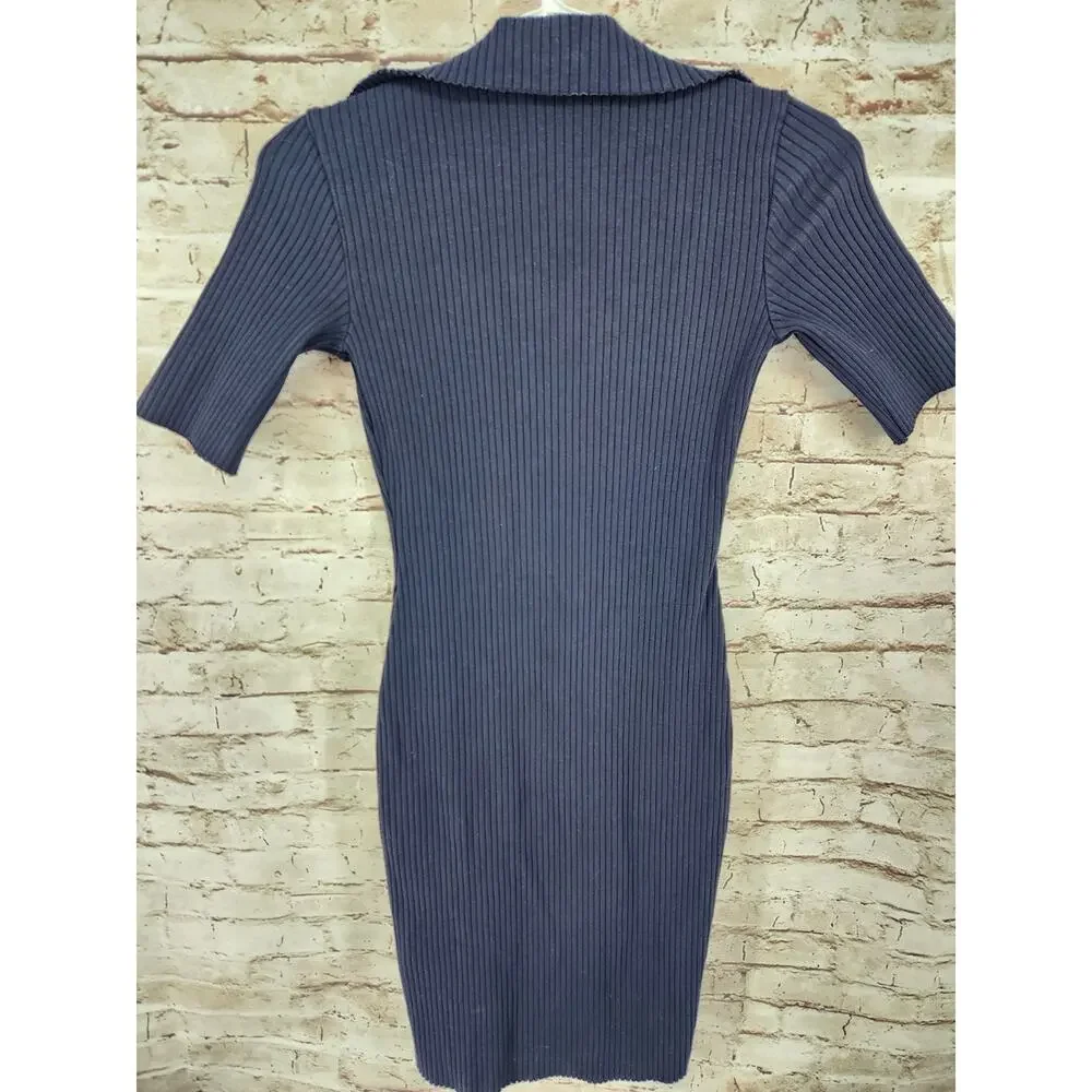 Cotton Citizen Fitted Dress Size Small NEW Blue Shirt Sleeve Polo Sweater Dress - Picture 3 of 3